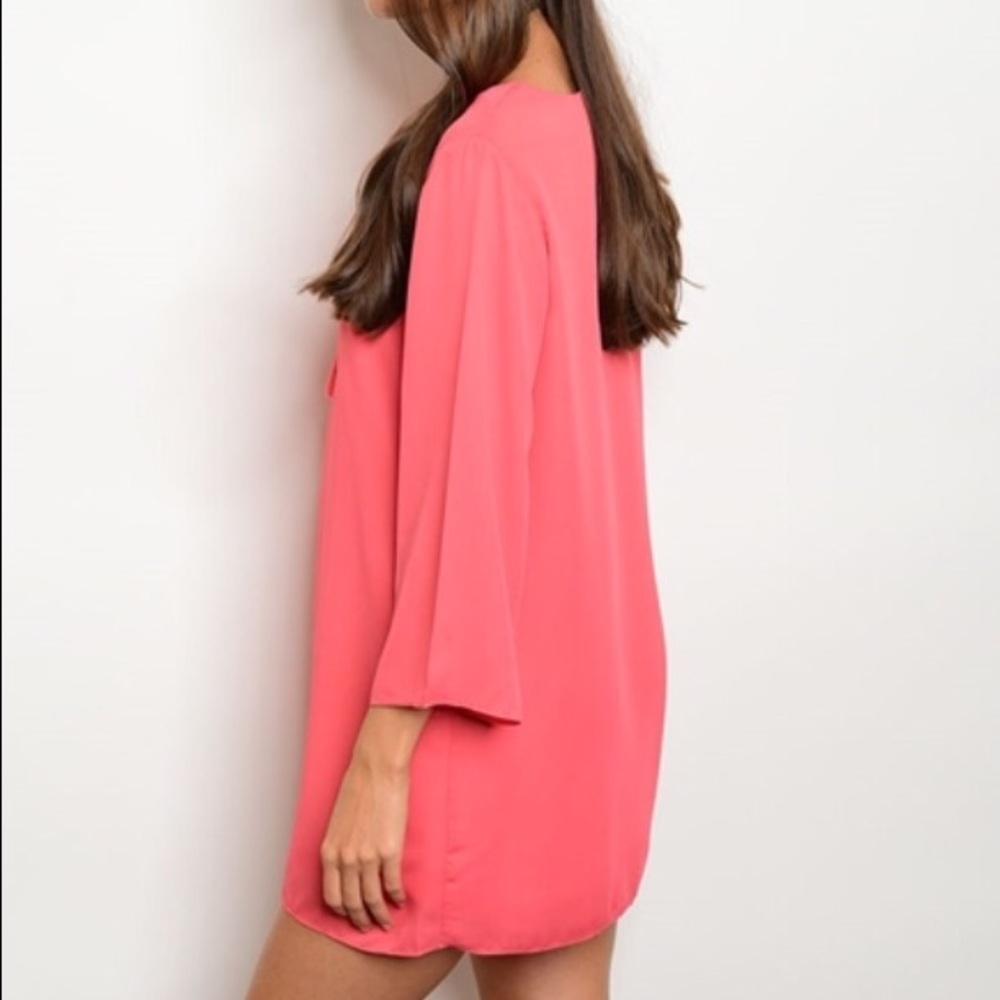 ❗️ONE LEFT❗️coral lace up tunic/dress - Picture 2 of 4