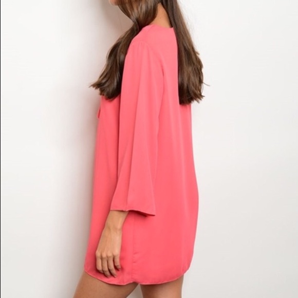 ❗️ONE LEFT❗️coral lace up tunic/dress - Picture 2 of 4