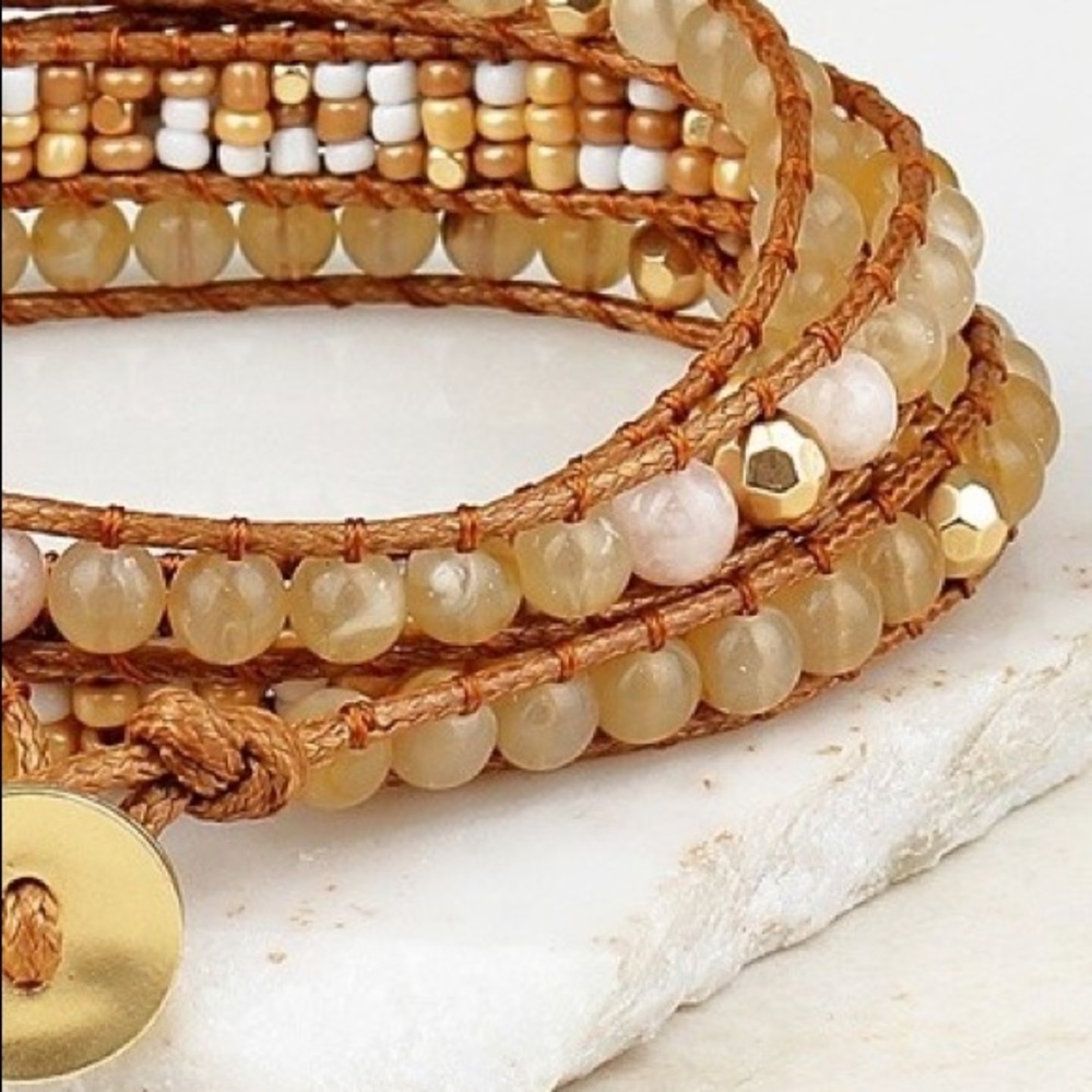Brown Agate Wrap Bracelet - Picture 2 of 2