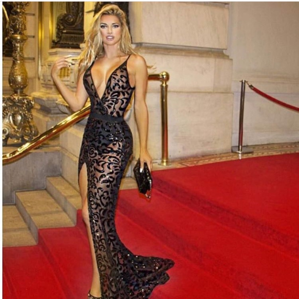 Sheer black sequence dress