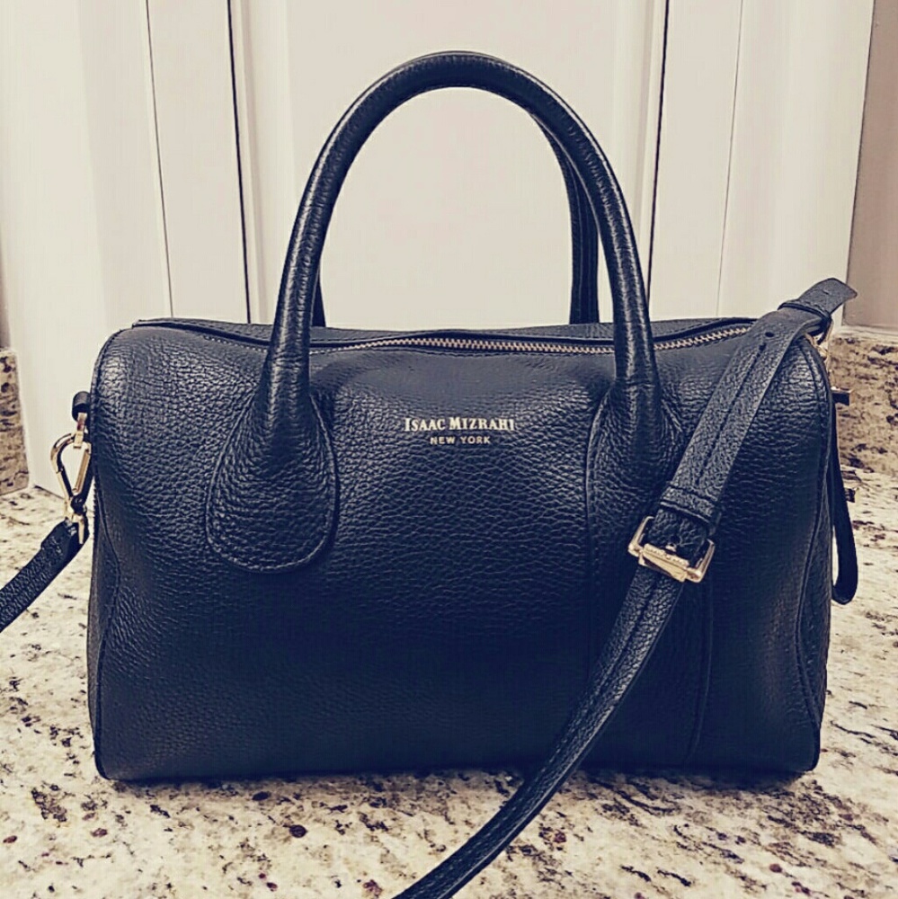 Isaac Mizrahi leather satchel crossbody handbag