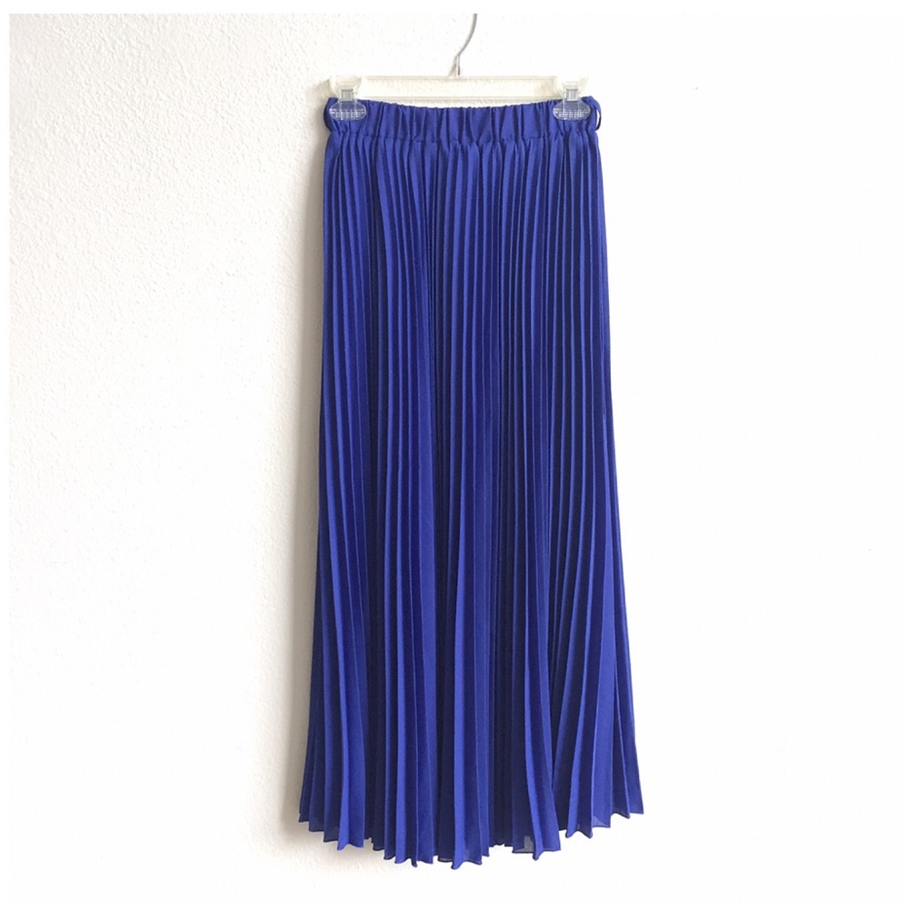 Pleated Blue Maxi Skirt Small - New Without Tags