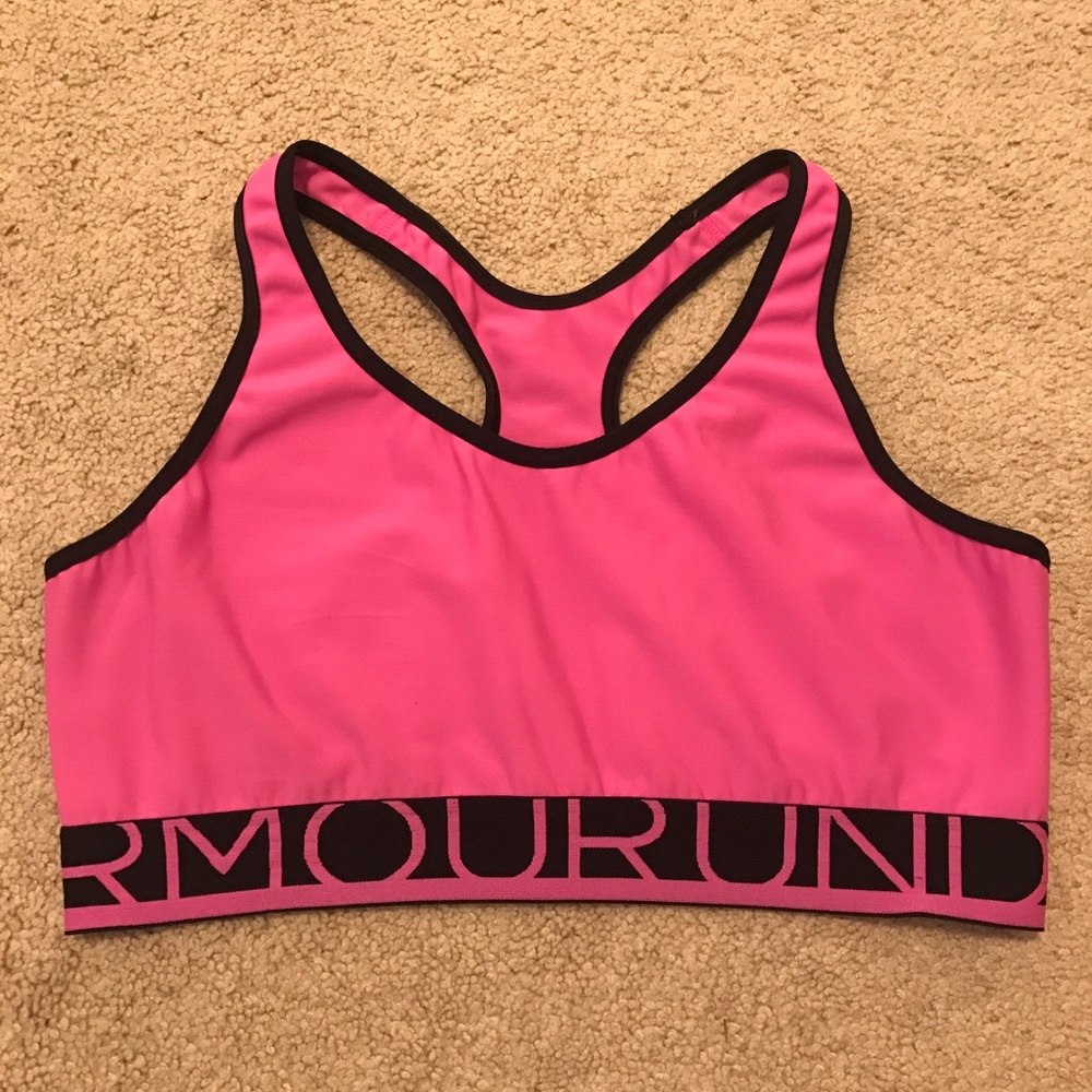 pink UA sports bra
