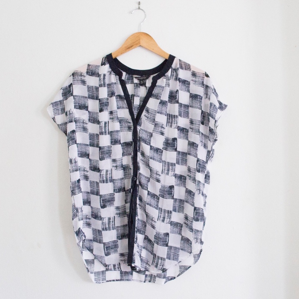 Banana Republic navy and white blouse