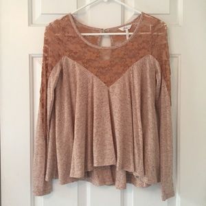 Lace orange long sleeve top