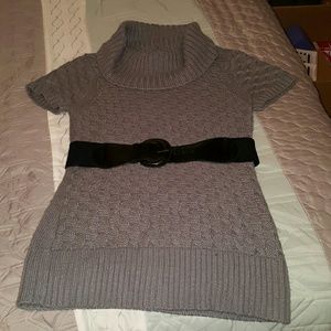 Gray sweater with belt
