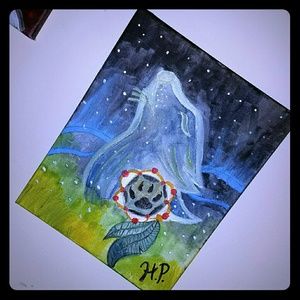 Paintings tribal wolf with Northern Lights