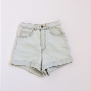 American Apparel | High Waist Jean Cuff Shorts