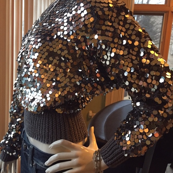 VINTAGE Ruth Chagnon silver lg sequins top Med - Picture 5 of 5