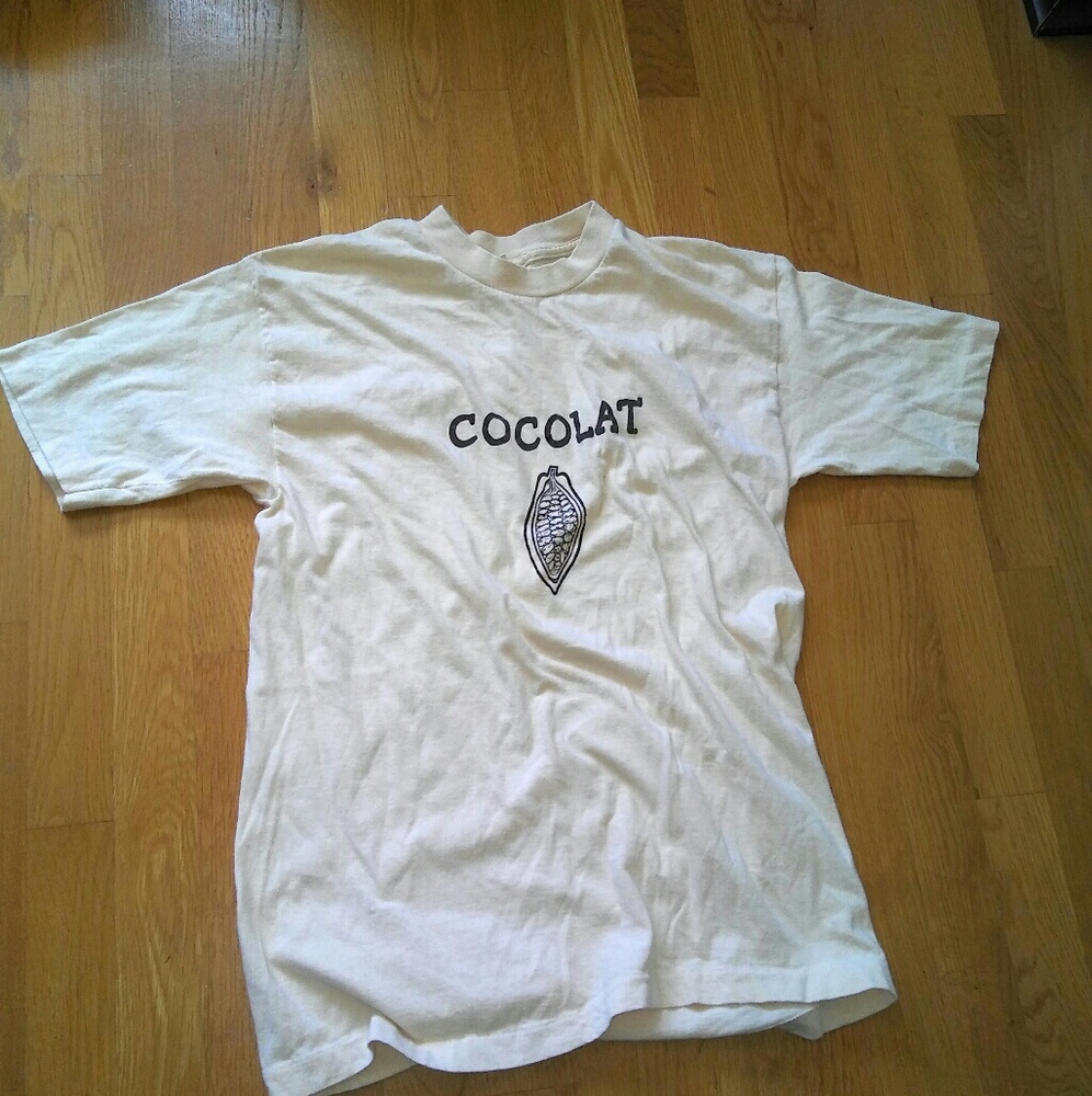 Vintage 1970s Printed all cotton t shirt cocolat
