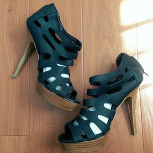 Black leather heels