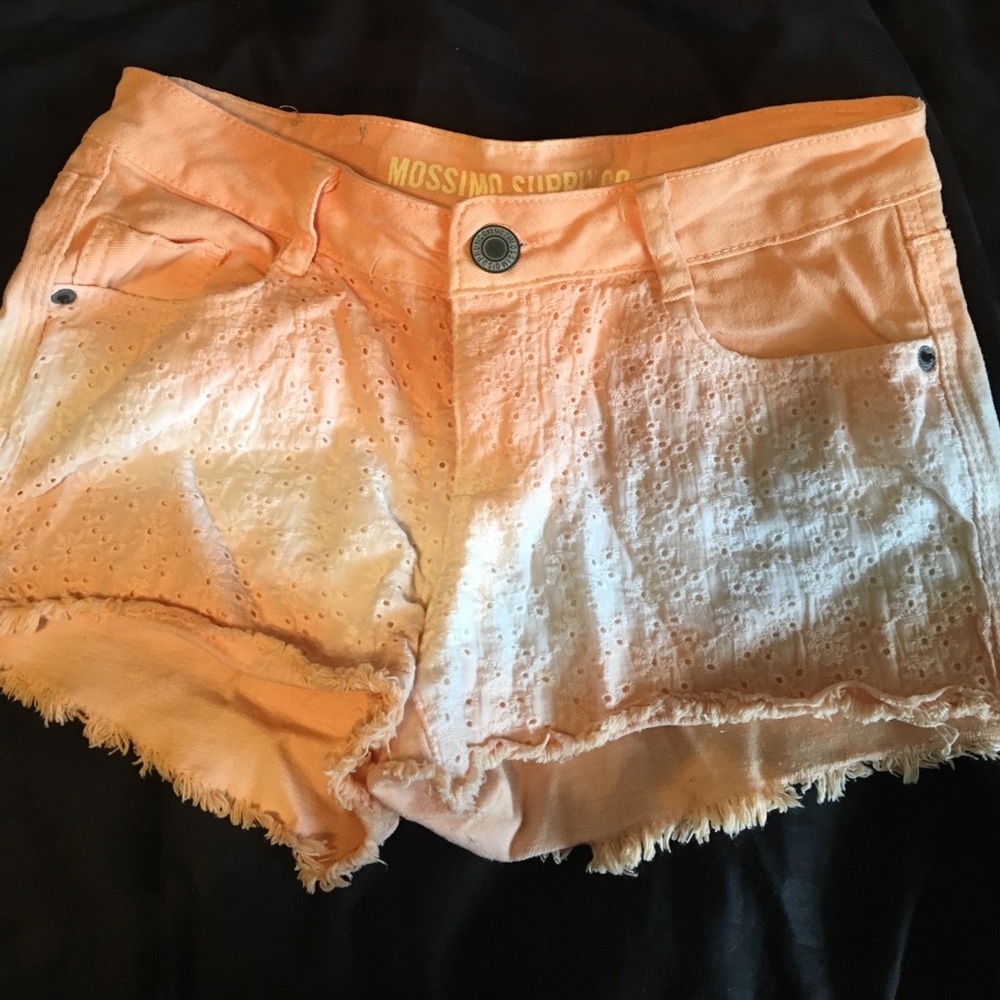 Orange and white jean shorts