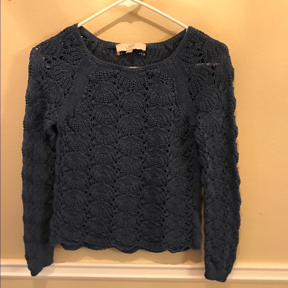 Blue crop sweater by loft