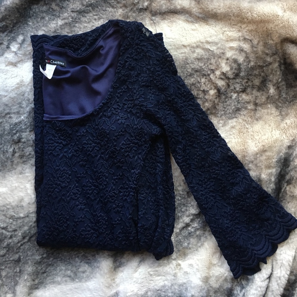 Vintage Navy Blue Lace Dress