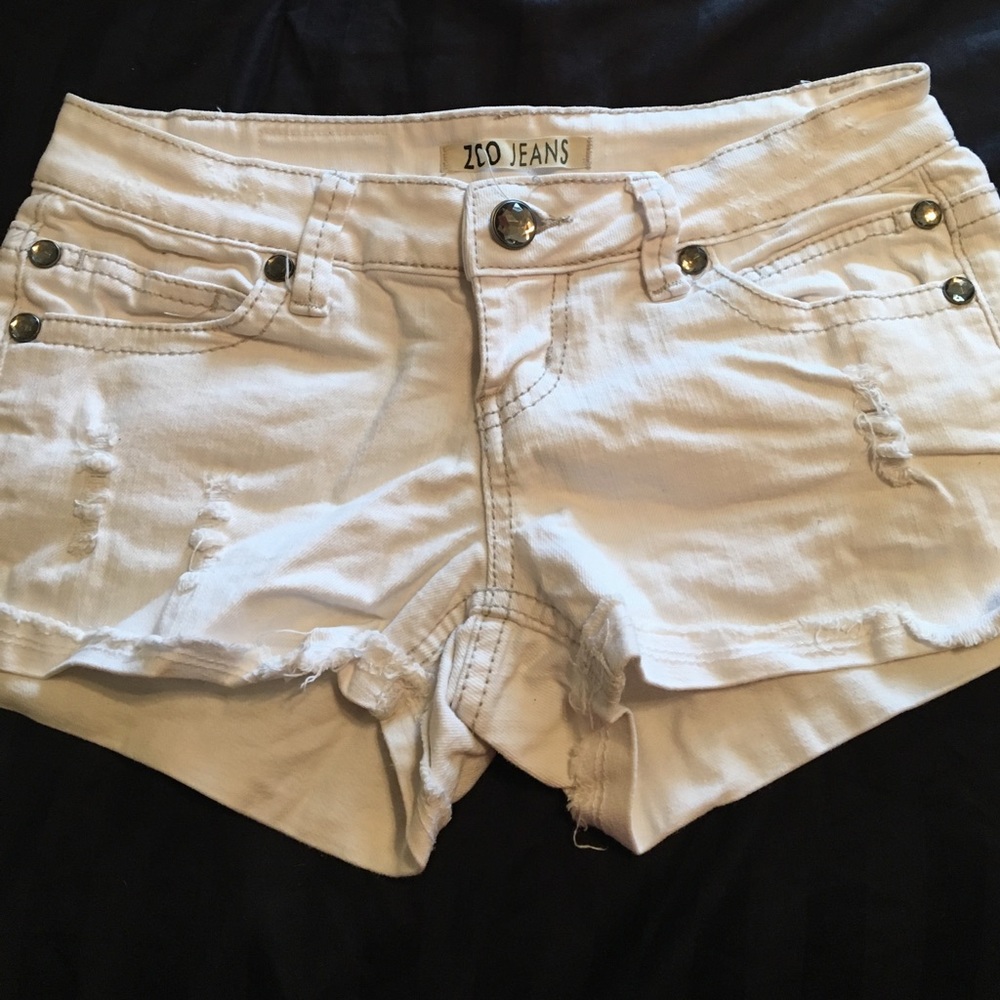White jean shorts