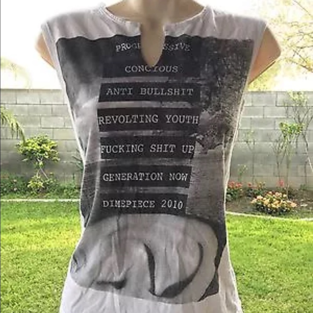 Dimepiece Designs White Sleveless Shirt Punk Rock