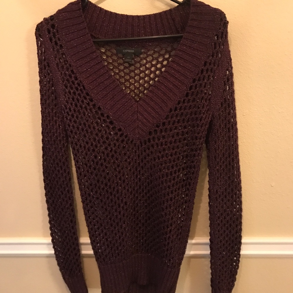 Maroon net sweater by express