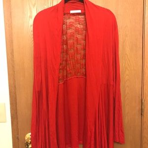 Lace Back Drape Front Cardigan