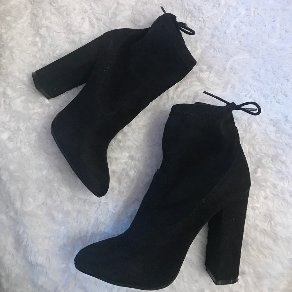 Cute black velvet ankle booties