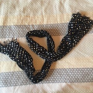 Black and Silver Polka Dot Scarf