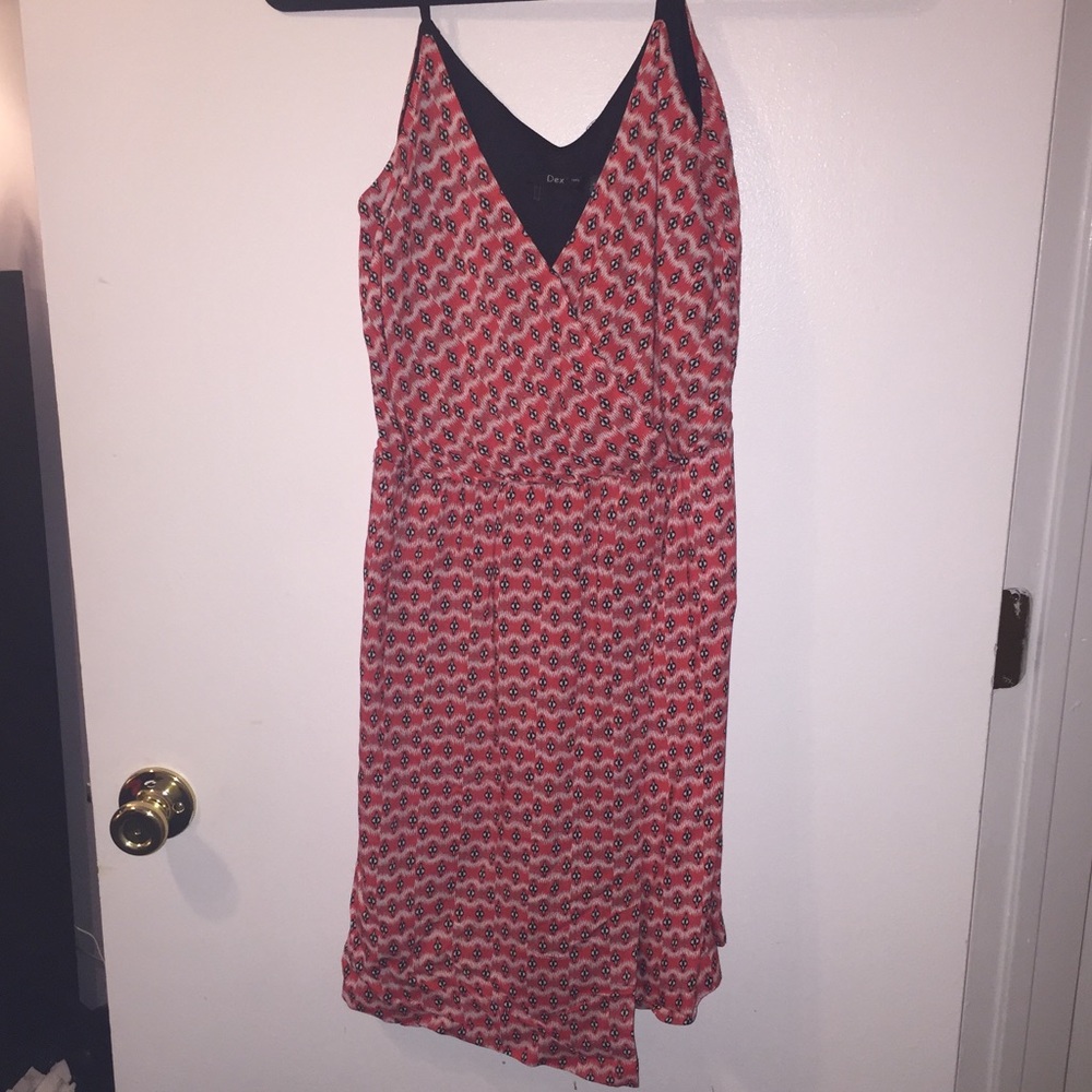 New WOT orange-red wrap style dress