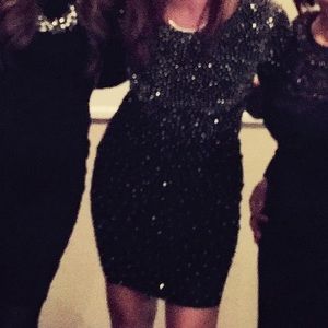 Xscape stretchy black beaded dress