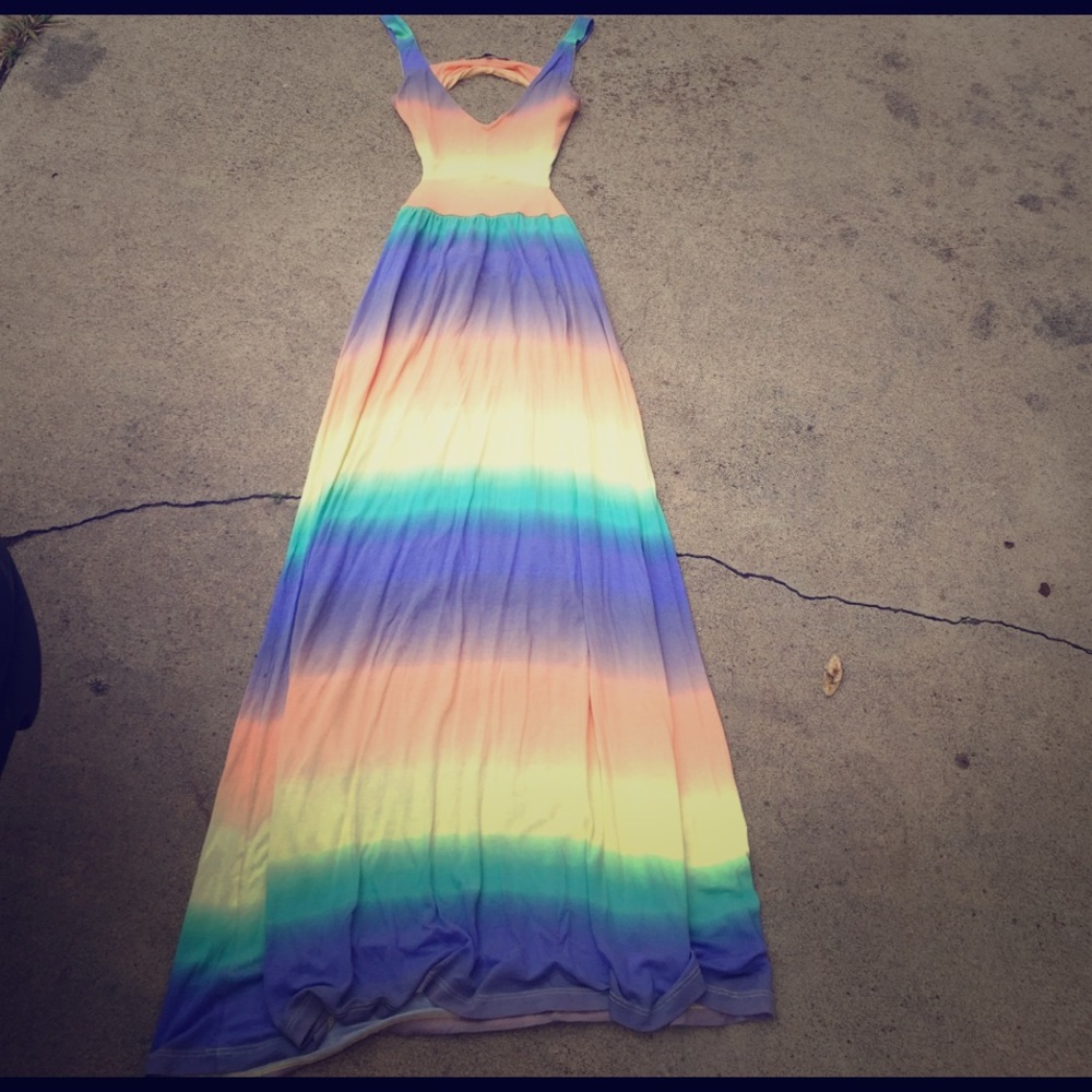 Backless rainbow dress