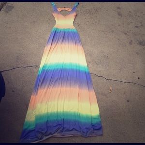 Backless rainbow dress