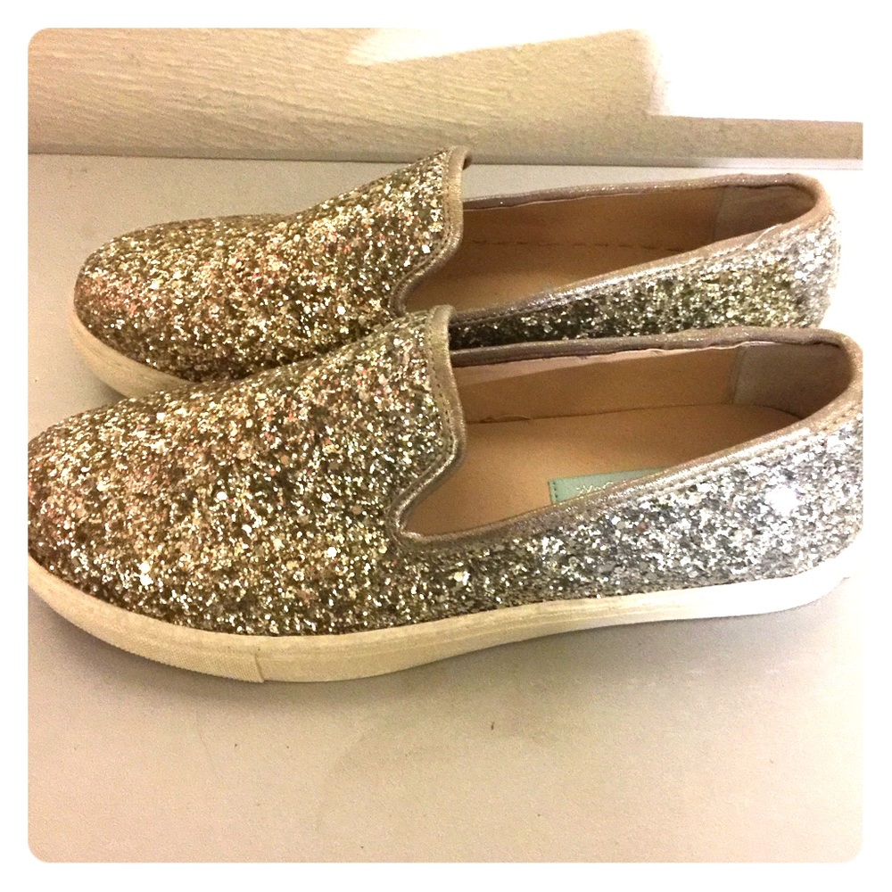 Gold slip on shoes