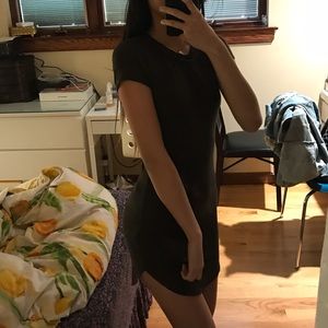 Olive t shirt dress/ bodycon dress with side slits