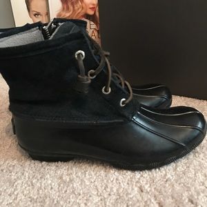 Sperry Topsider waterproof rubber boots!