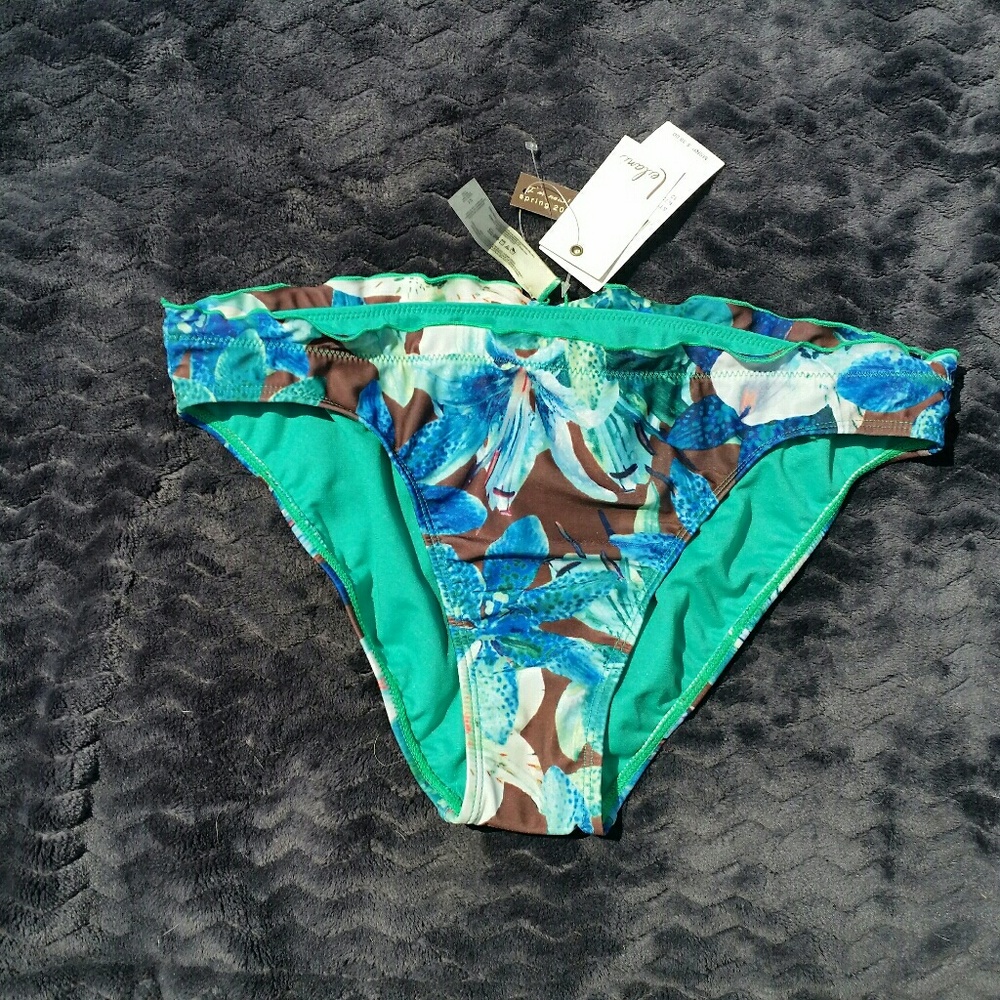 Leilani mint floral ruffle bikini bottom tiki pant