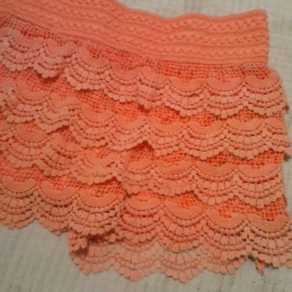 Bright Orange Lace shorts/skort