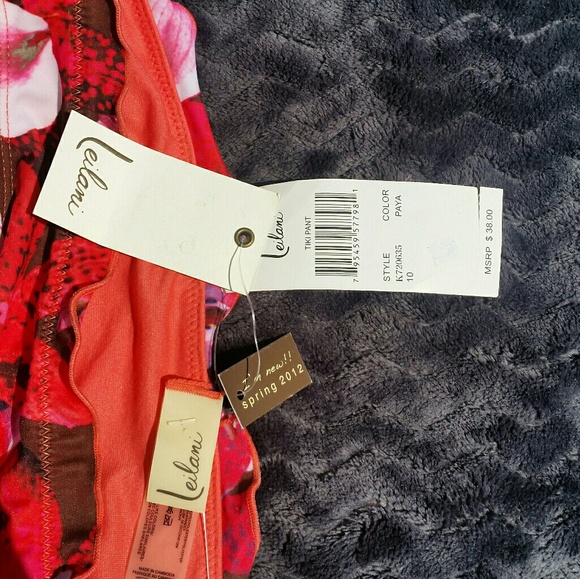 Leilani brown pink floral ruffle bikini bottom nwt - Picture 3 of 4