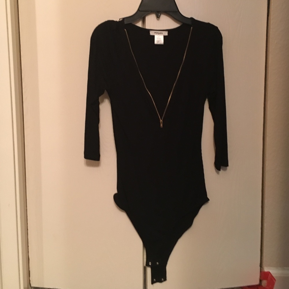 Black zip-up bodysuit