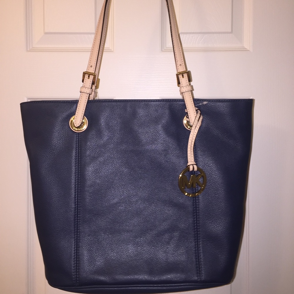 Michael Kors Navy Blue Leather Tote New w Tags