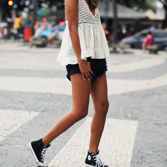 RILEY DENIM CUT OFF SHORTS - BLACK - Picture 3 of 4