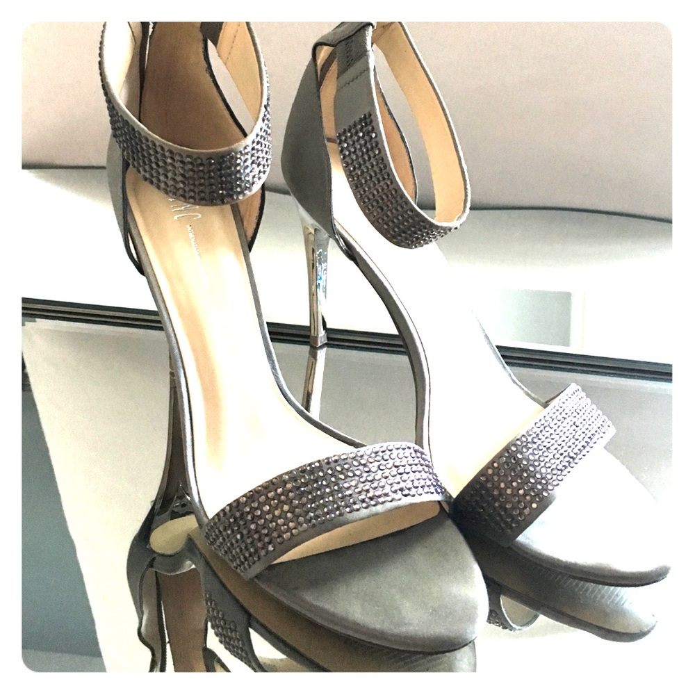 INC pewter sandal formal heels 10