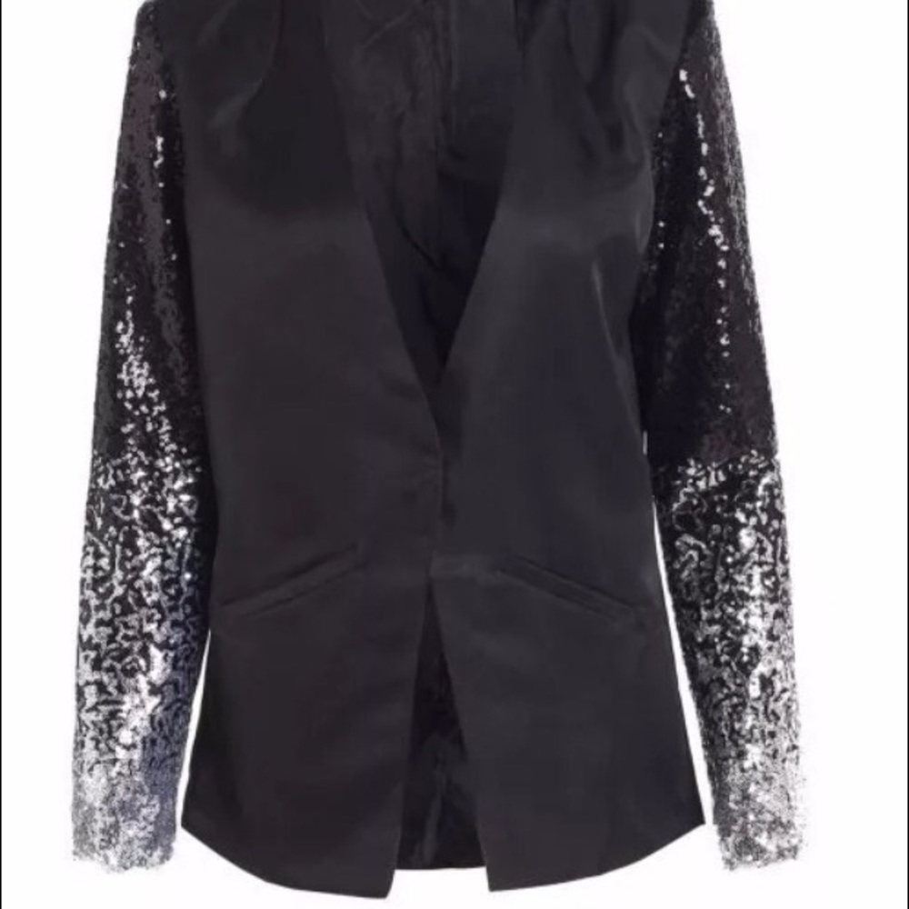 Silver and black gradient sequined blazer - small