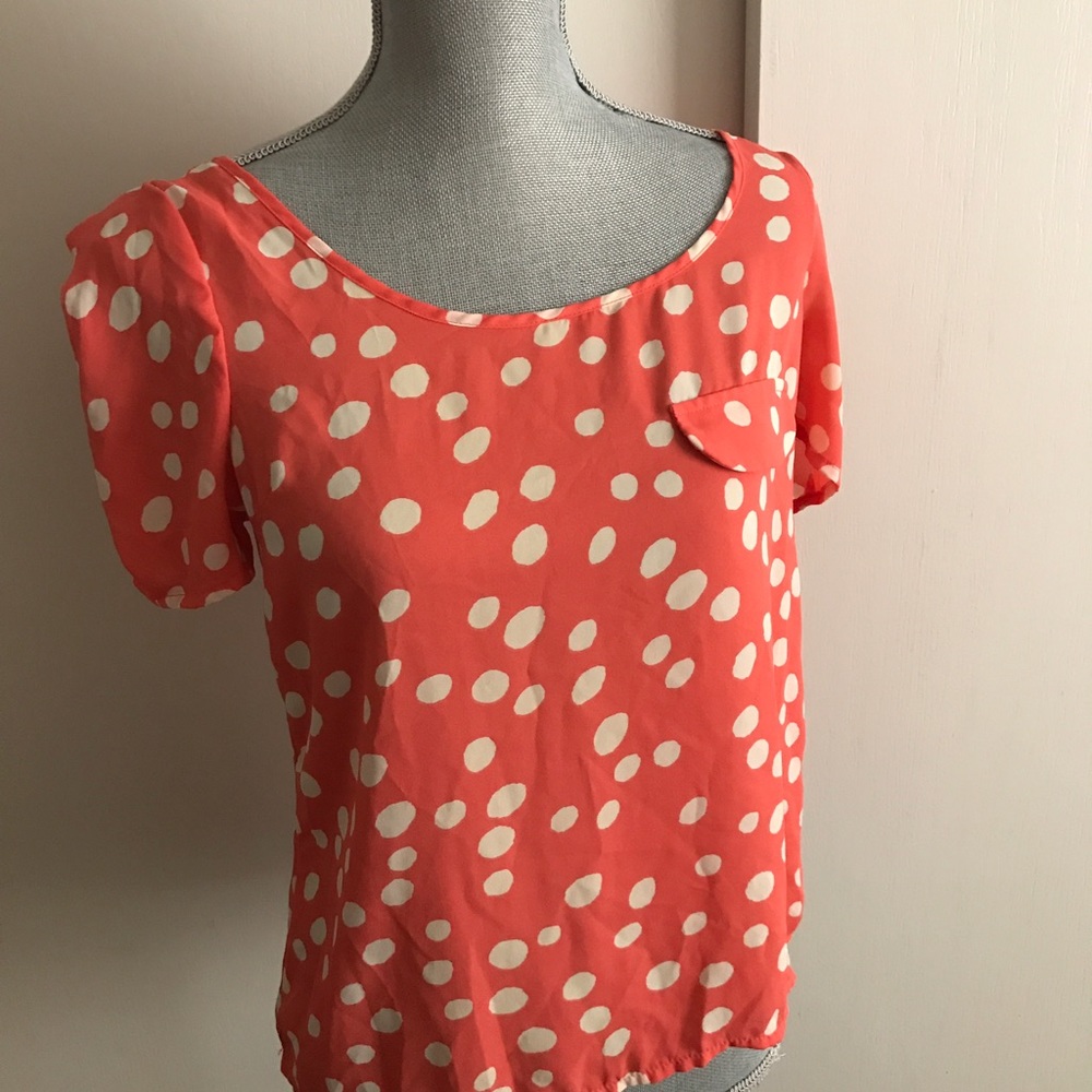 Orange/peach polka dot blouse