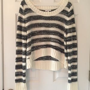 Black and white striped crop sweater
