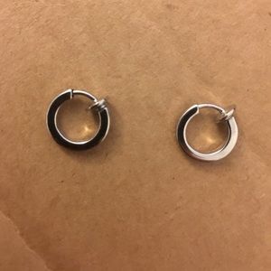 14k White Gold CLIP ON hoop earrings