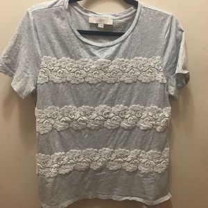 Gray Loft t-shirt with lace detailing (m)