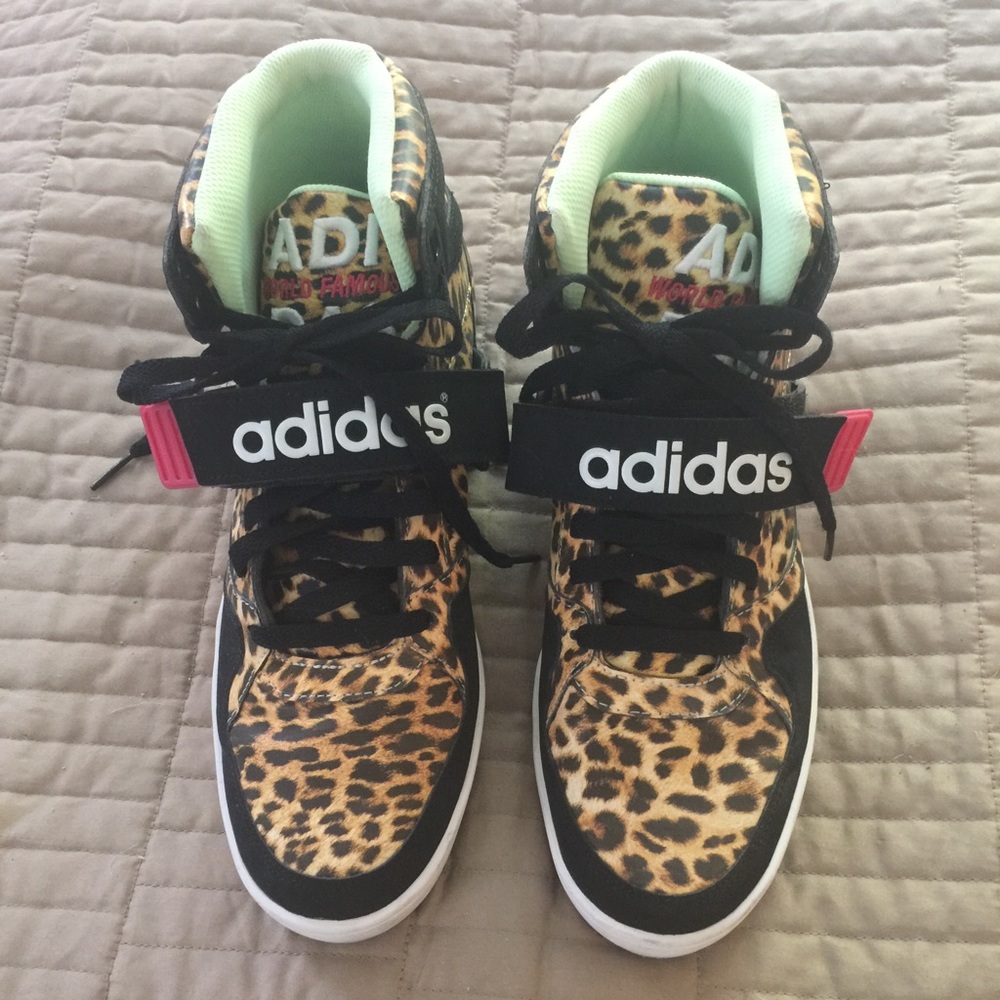 Adidas "Space Diver" mid top leopard trainers