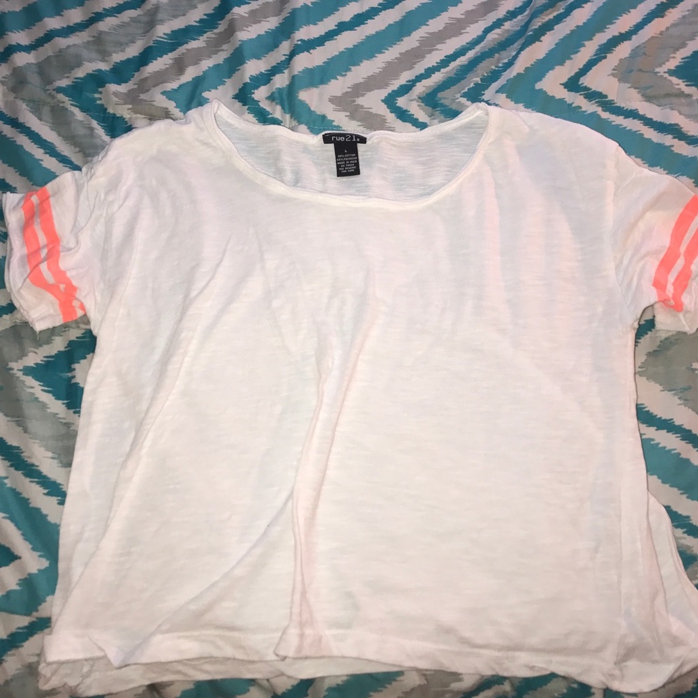 WHITE AND PINK CROP TOP