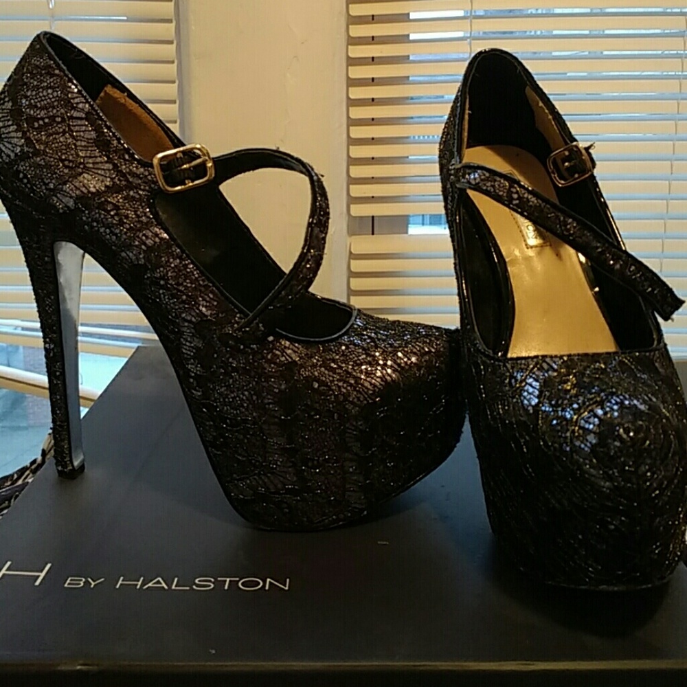 H by Halston / Bakers Silver/Gold Lace Heels