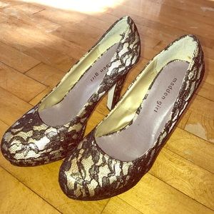 Madden Girl Mellony Black Lace Heels