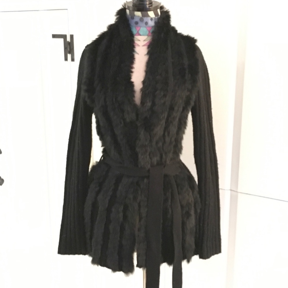 Rabbit fur wrap sweater