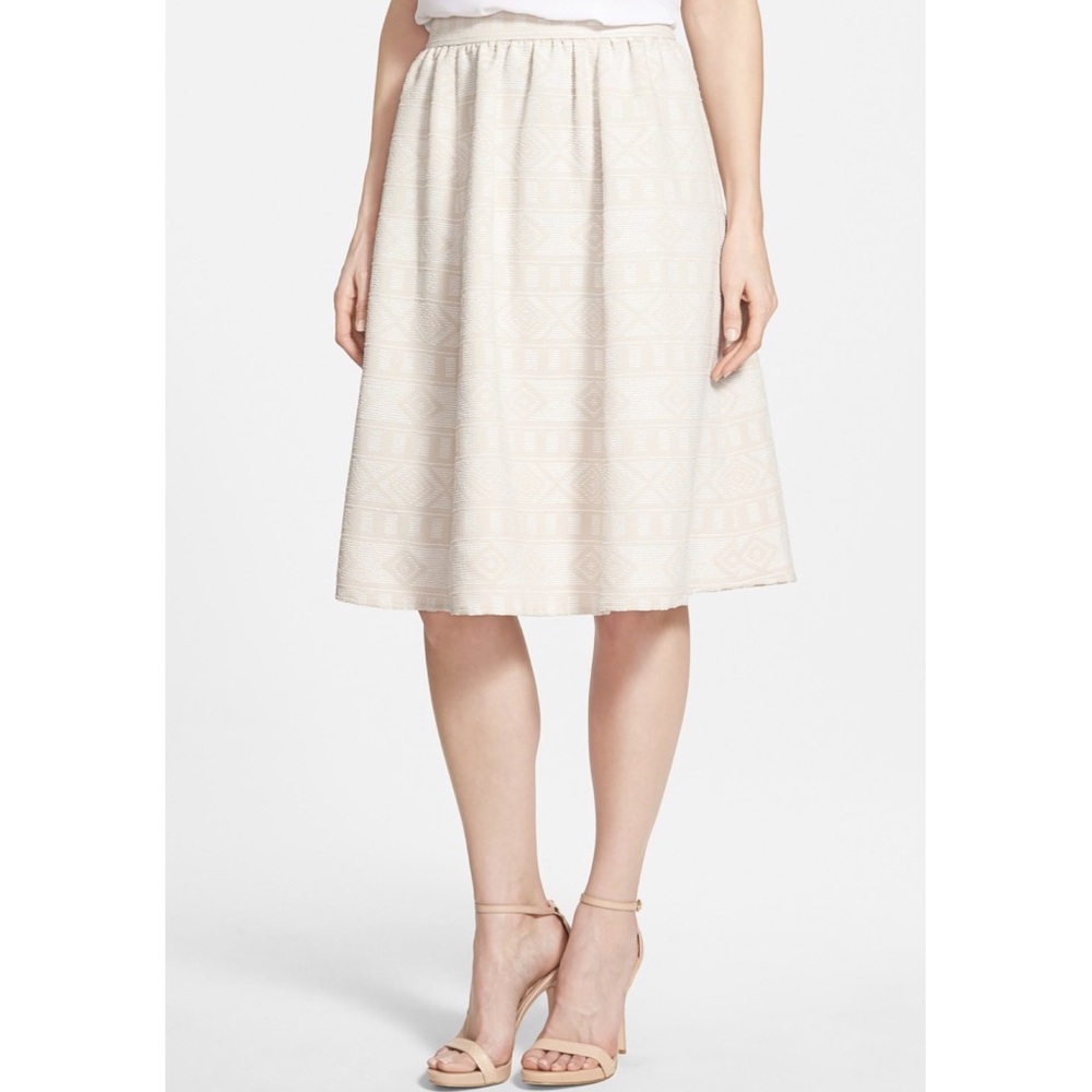Halogen Full Midi Skirt in Beige Mosaic Tweed