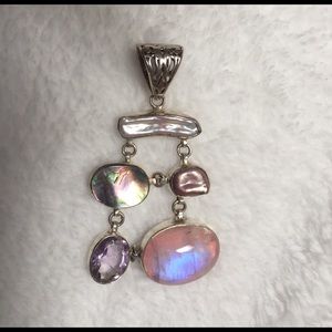 Semi Precious Stone and Sterling Silver Necklace,